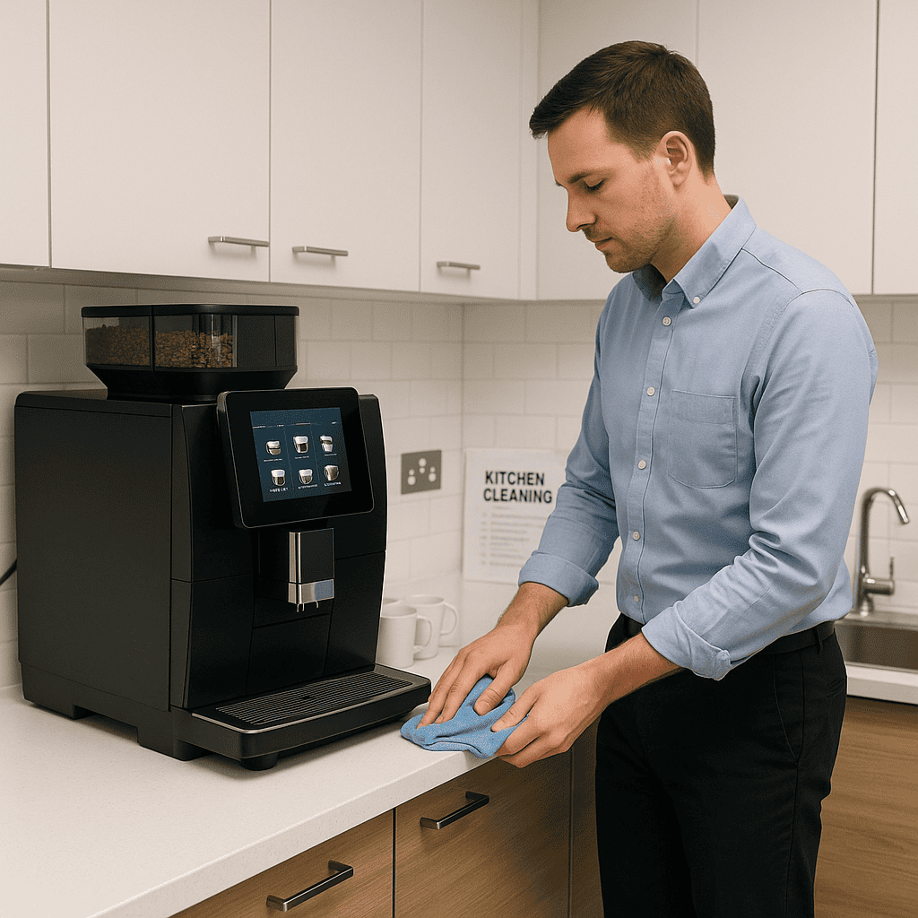 Regular maintenance of office coffee machine for lasting performance